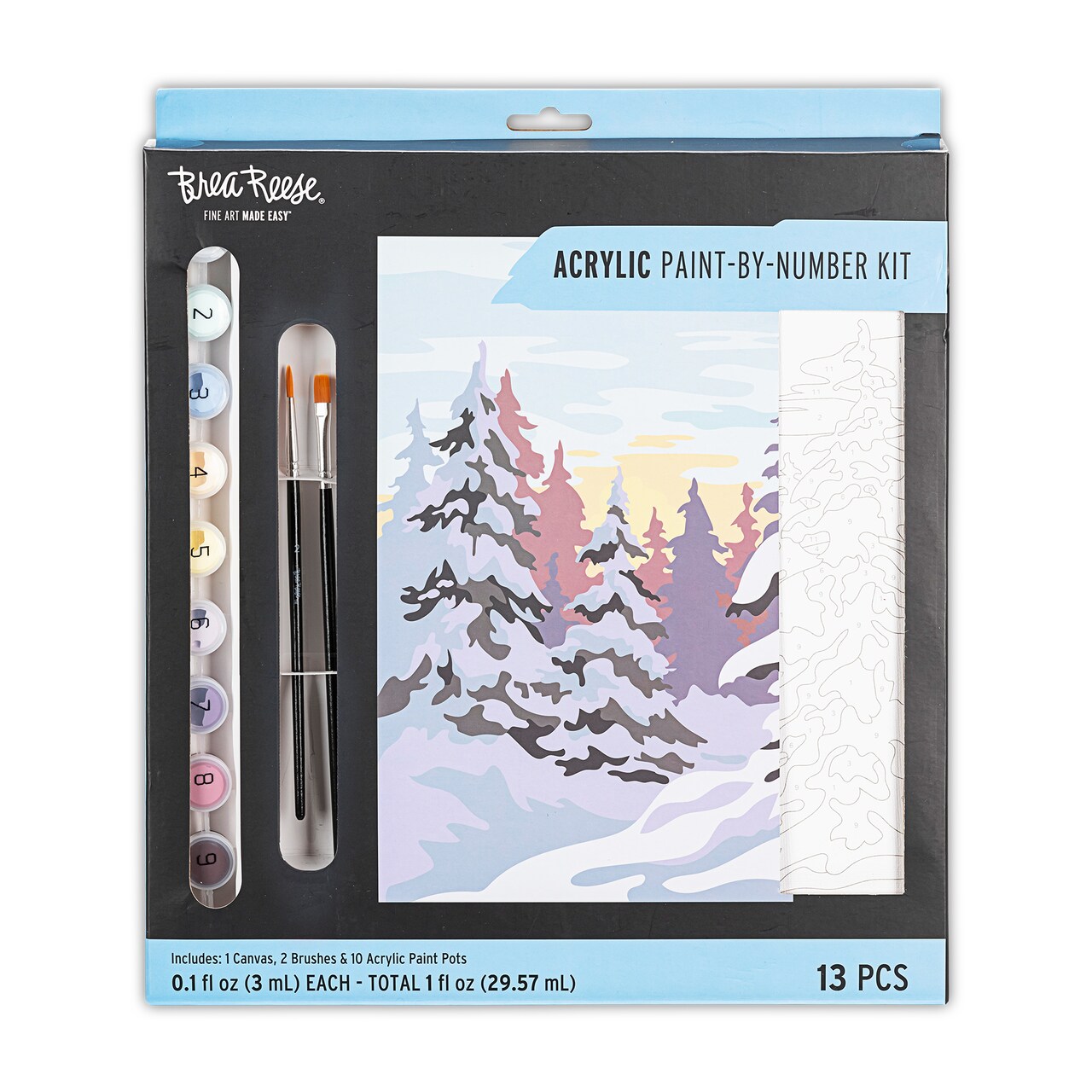Brea Reese: Acrylic Paint-By-Number Kit - Winter Wonderland - Easy Guided Canvas Painting, Relaxing Holiday-Themed Art Activity, Adult Craft Kit